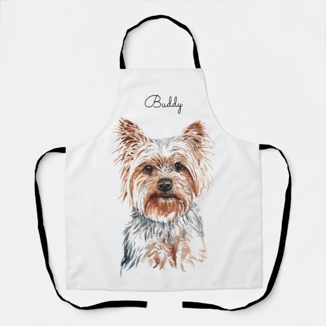 Personalised Watercolor Yorkie Apron (Front)