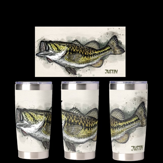 Personalised Watercolored Bass Fish Insulated Tumbler (Creator Uploaded)