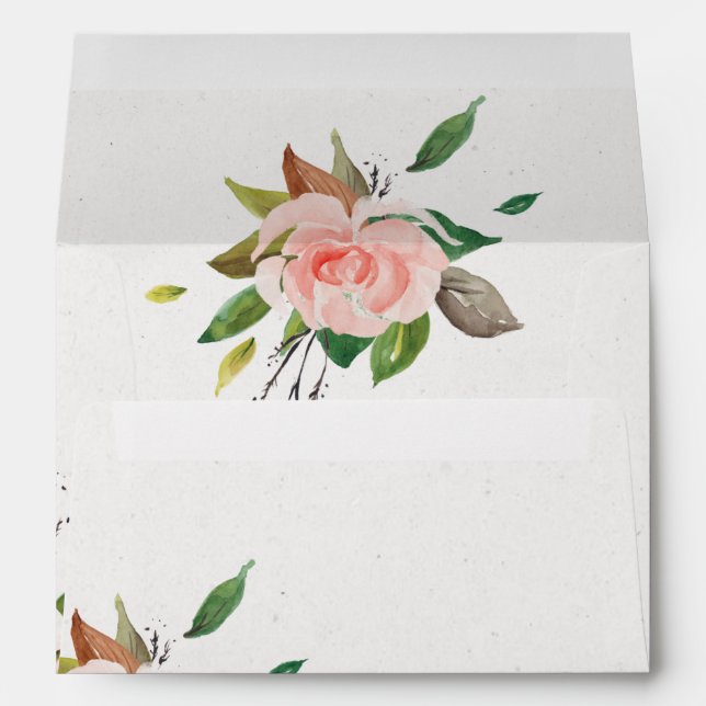 Personalised Watercolour rose and foliage wedding  Envelope (Back (Bottom))