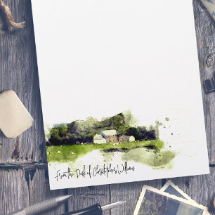 Personalised Watercolour Scottish Farmhouse   Custom Letterhead