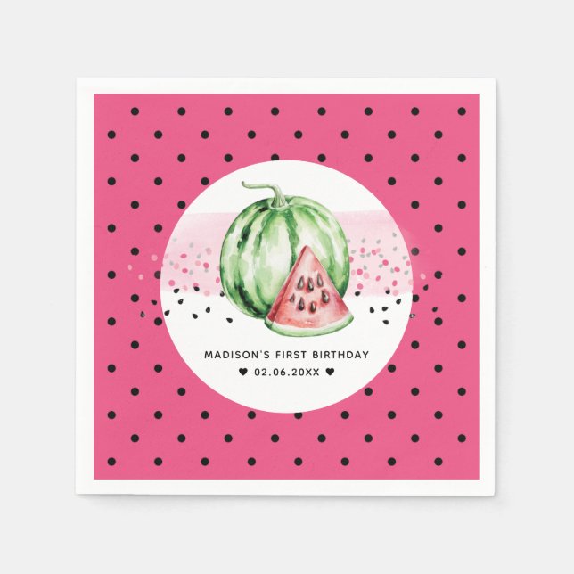 Personalised Watermelon Birthday Napkin (Front)