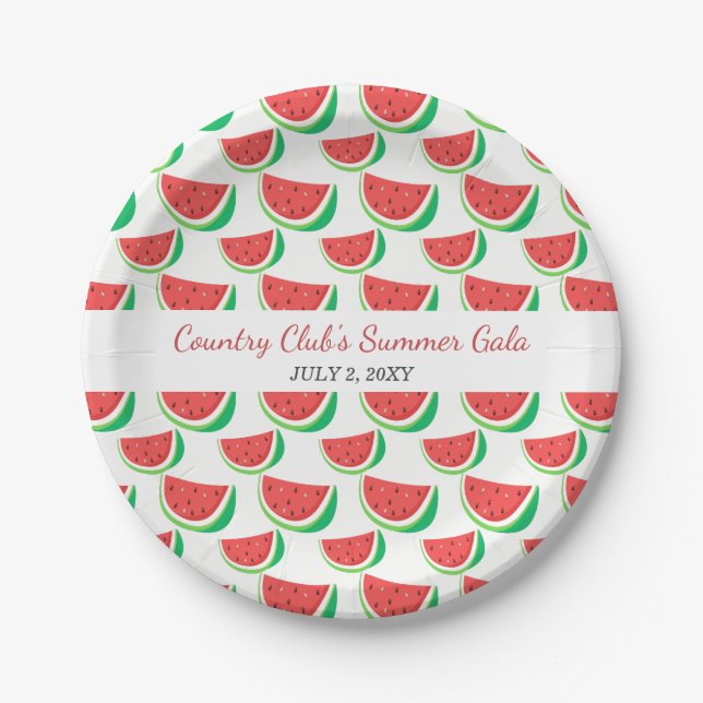 Personalised Watermelon Pattern Summer Party Plate (Front)
