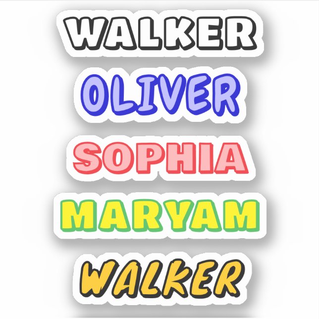 Personalised Waterproof Name Gift Decal Stickers (Front)