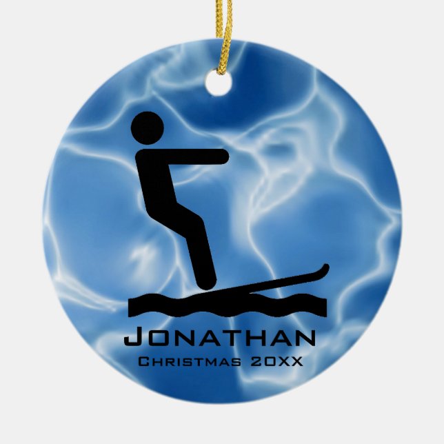 Personalised Waterskiing Ornament (Front)