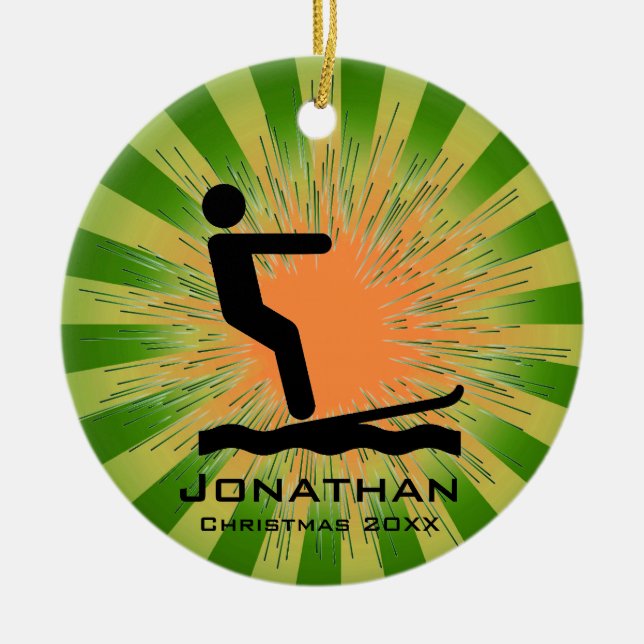 Personalised Waterskiing Ornament (Front)