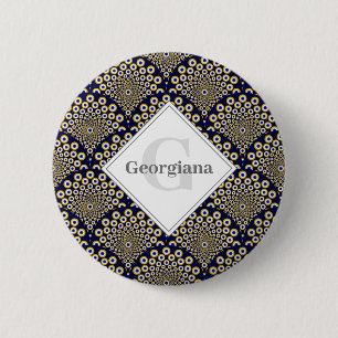 Personalised We Are Watching You Navy & Gold Deco 6 Cm Round Badge