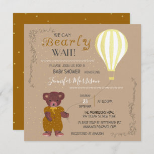 Personalised We Can Bearly Wait Baby Shower Girl I Invitation