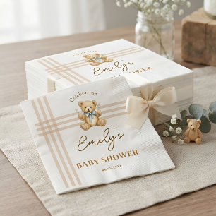 Personalised We Can Bearly Wait Teddy Bear Baby Napkin