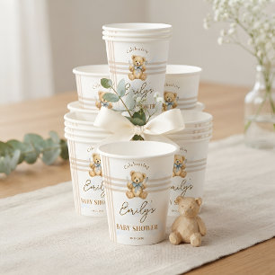 Personalised We Can Bearly Wait Teddy Bear Baby Paper Cups