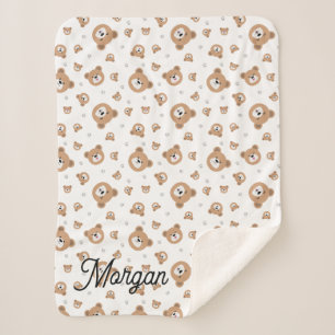 Personalised we can bearly wait Teddy Bear Pattern Sherpa Blanket