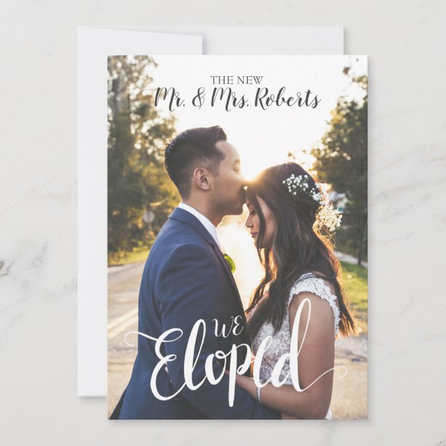 Personalised We Eloped Elopement Announcement Card (Front)