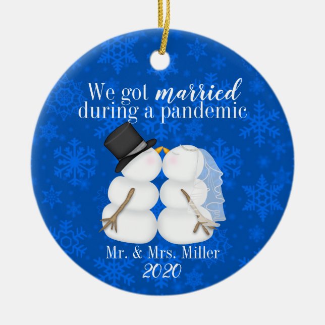 Personalised We Got Married During A Pandemic Ceramic Ornament (Front)