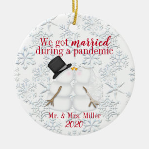Personalised We Got Married During A Pandemic Ceramic Ornament