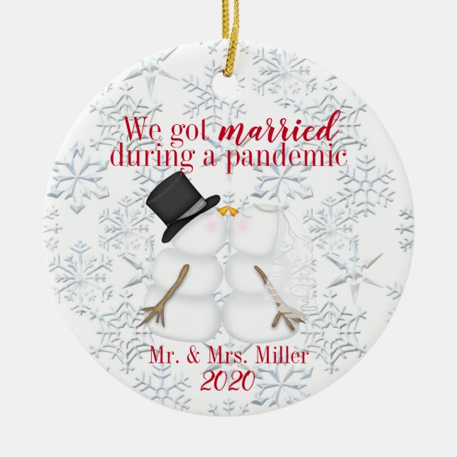 Personalised We Got Married During A Pandemic Ceramic Ornament (Front)
