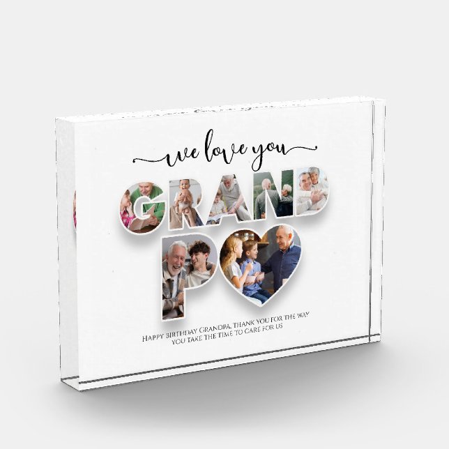 Personalised We Love You Collage Grandpa  Photo Block (Left)