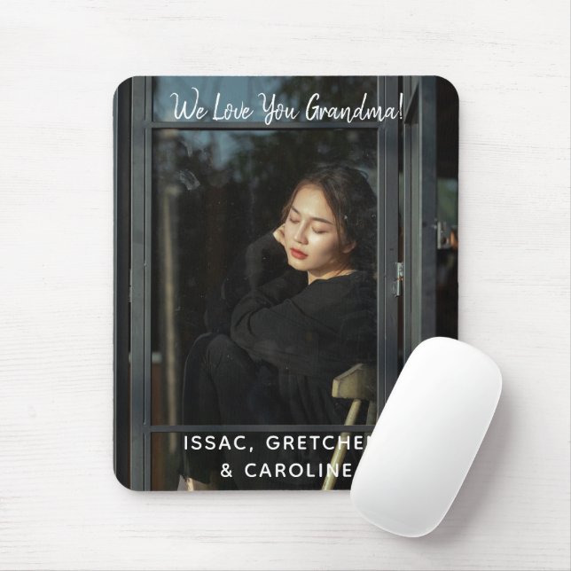 Personalised We Love You Grandma Photo Script Mouse Pad (With Mouse)