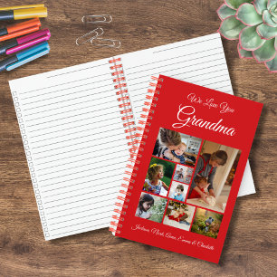 Personalised We Love You Grandma Red 8 Photo Notebook