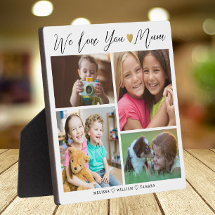 Personalised We Love You Mum 4 photo Collage White Plaque