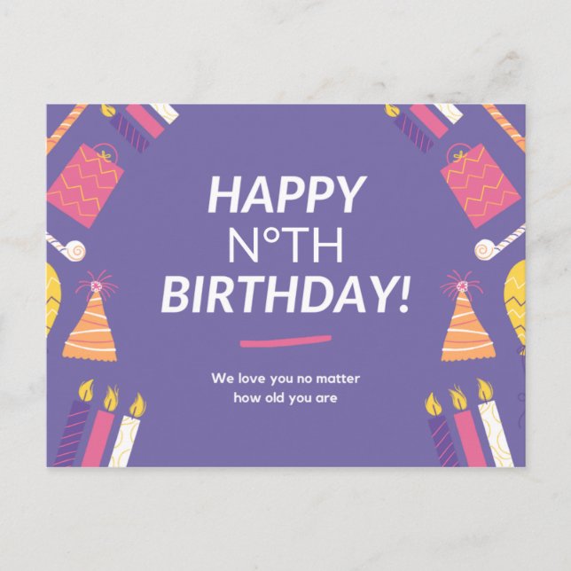 Personalised: We love you no matter how old you r Postcard (Front)