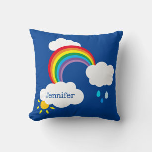 Personalised Weather Cloud and Raindrops Cushion