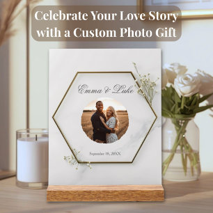 Personalised Wedding Acrylic Block with Photo Sign