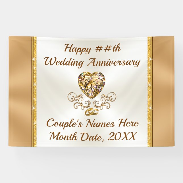 Personalised Wedding Anniversary Banners, Any YEAR Banner (Horizontal)