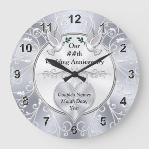 Personalised Wedding Anniversary Gifts, ANY YEAR Large Clock