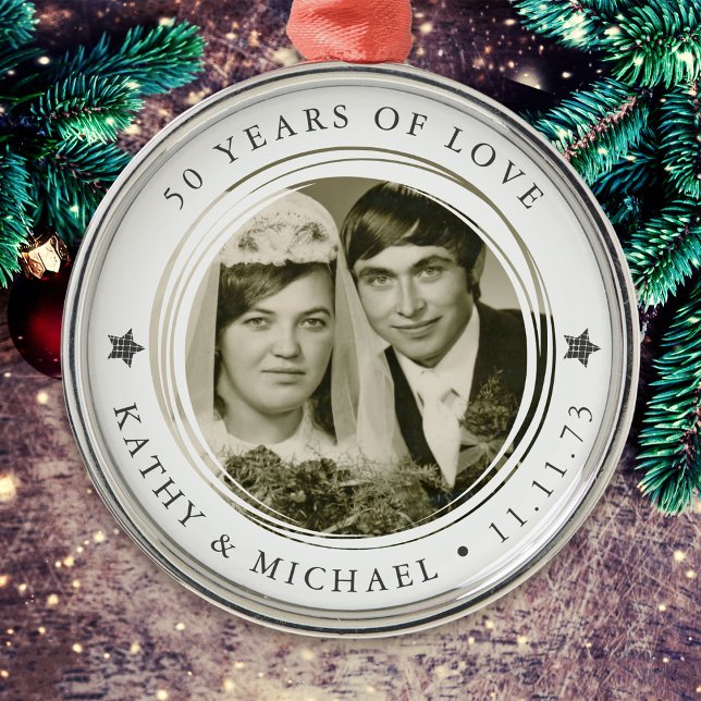 Personalised Wedding Anniversary Photo Metal Ornament (Creator Uploaded)