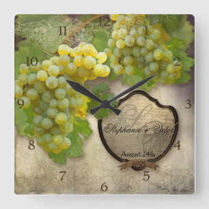 Personalised Wedding Anniversary Vineyard Decor Square Wall Clock