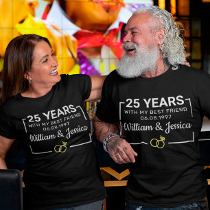 Personalised Wedding Anniversary With Couple Names T-Shirt