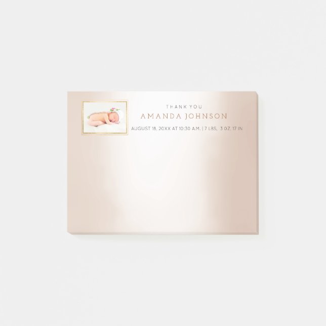 Personalised Wedding Baby Thank You Gift Favour Post-it Notes (Front)
