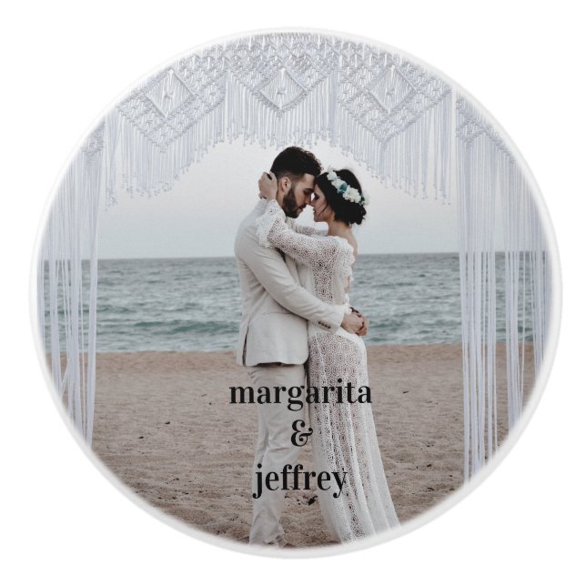 Personalised Wedding Backdrop Ceramic Knob (Front)