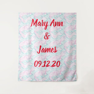 Personalised Wedding Backdrop Leaves Pattern Tapestry