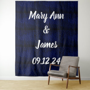 Personalised Wedding Backdrop Pink Gold Lights Tapestry