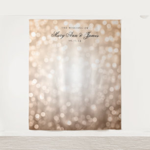 Personalised Wedding Backdrop Rose Gold Lights Tapestry
