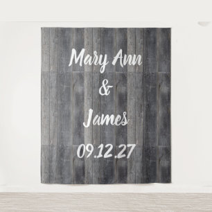 Personalised Wedding Backdrop Wood Background Tapestry