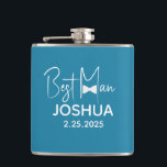 Personalised Wedding Best Man Modern Dusty Blue Hip Flask<br><div class="desc">Personalised Wedding flask best man gift that can be personalised with the best man's name as well as date of wedding. The dusty blue flask has an elegant,  modern script design with a bow tie graphic. A great gift for groom to give his best man.</div>