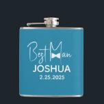 Personalised Wedding Best Man Modern Dusty Blue Hip Flask<br><div class="desc">Personalised Wedding flask best man gift that can be personalised with the best man's name as well as date of wedding. The dusty blue flask has an elegant,  modern script design with a bow tie graphic. A great gift for groom to give his best man.</div>