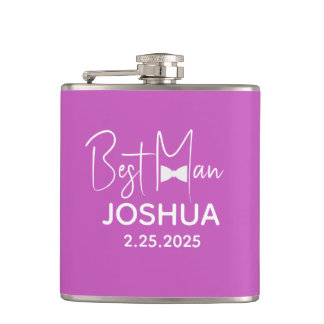 Personalised Wedding Best Man Modern Purple  Hip Flask