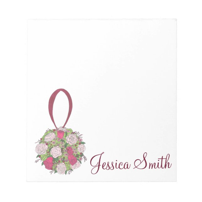 Personalised Wedding Bridal Party Bouquet Notepad (Front)