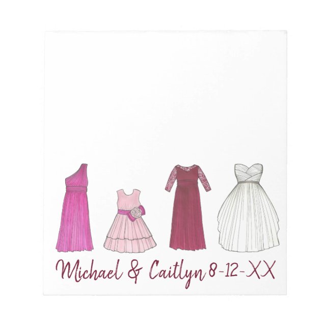 Personalised Wedding Bridal Party Shower Notepad (Front)