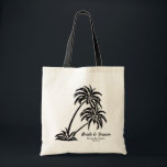 Personalised Wedding Bride's Gift Palm Trees Tote Bag<br><div class="desc">This beautiful simple artsy chic and unique bride's wedding gift/beach wedding favour gift is custom printed with two palm trees on an island design with name and date/place of your choosing. Personalise it with couple's names or bridesmaid, maid-of-honour... ... or customise it further if you like to change the font,...</div>