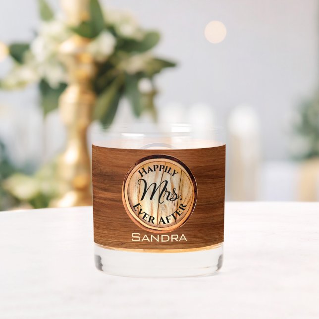 Personalised Wedding Brides MRS Wood Tone Whiskey Glass (Insitu (Wedding))