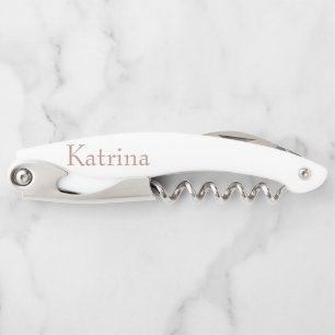 personalised wedding bridesm in rosegold c corkscrew