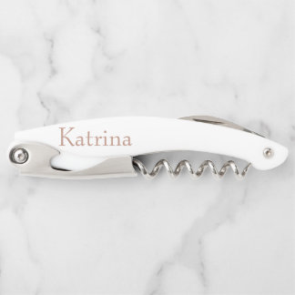 personalised wedding bridesm in rosegold c corkscrew