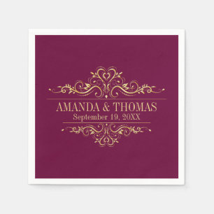 Personalised Wedding burgundy Elegant Paper  Napkin