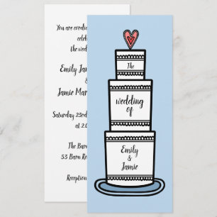 Personalised Wedding Cake Illustration Wedding Invitation