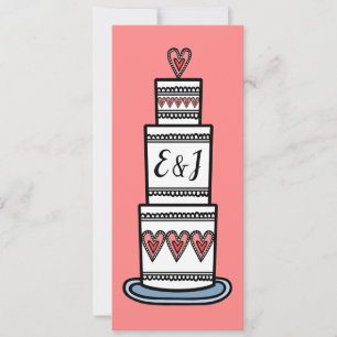 Personalised Wedding Cake Illustration Wedding Invitation