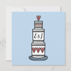 Personalised Wedding Cake Illustration Wedding Invitation