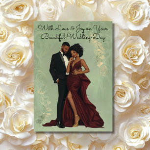 Personalised Wedding Card   Elegant African Americ